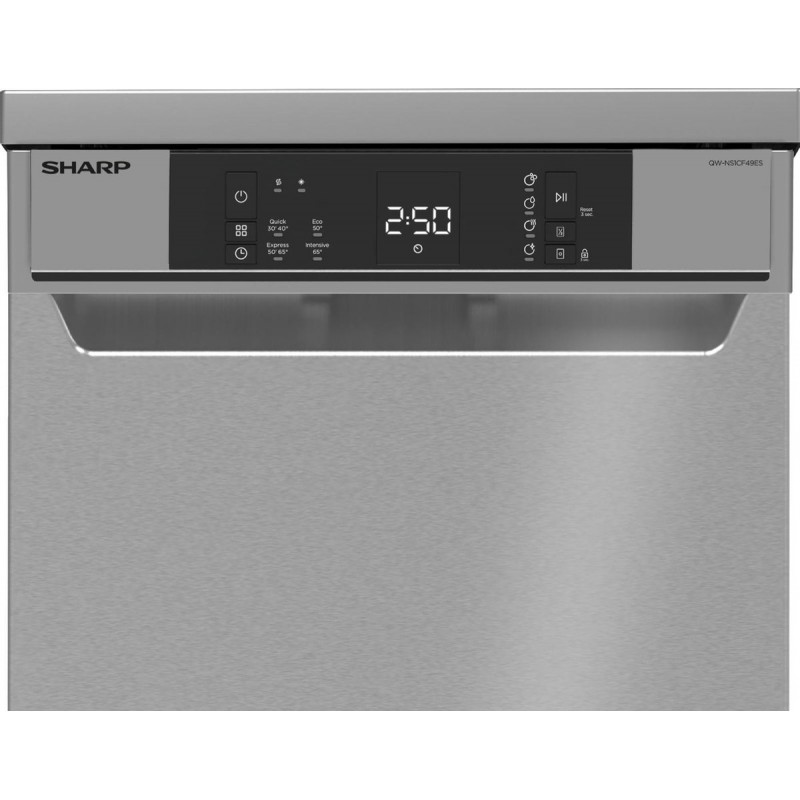 Sharp QWNS1CF49ESEU - vrijstaande vaatwasser - 45cm - Zilver