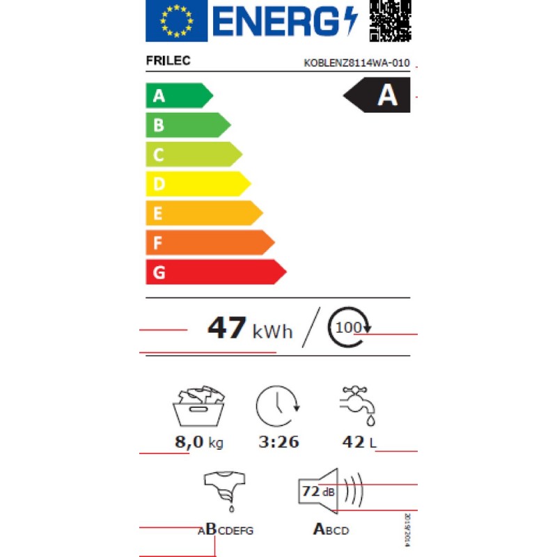 Frilec KOBLENZ8114WA-010 - Wasmachine - Energielabel A - 1400 toeren - Met startuitstel - 15 Wasprogramma's