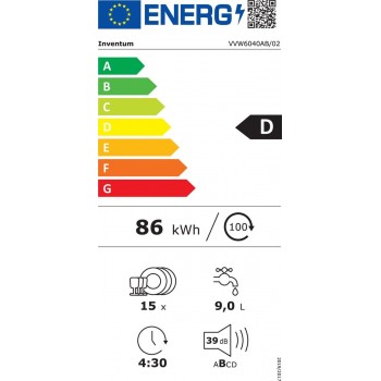 Inventum VVW6040AB - Vaatwasser - Vrijstaand - 15 couverts - 8 programma’s - Besteklade - Bestekmandje - Zwart RVS