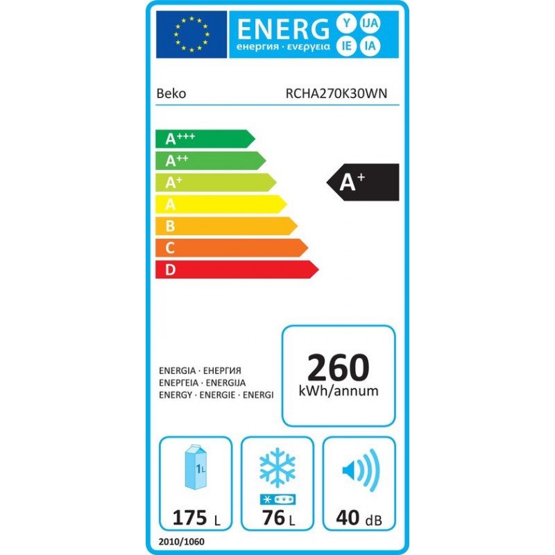Beko RCHA270K30WN - Koel-vriescombinatie