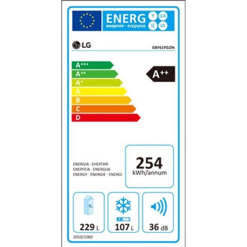 LG GBP62SWNFN - Koel-vriescombinatie - Wit A+++