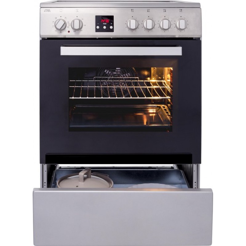 ETNA FIV760RVS - Vrijstaand inductie fornuis - RVS - Elektrische oven met opberglade - 4 kookzones - 60 cm