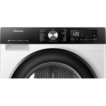 Hisense 3S Serie DH3S802BW2 - Wasdroger met A++ Energielabel - Warmtepompdroger - 8kg - ConnectLife - Trommelverlichting - AutoDry - Allergy Care