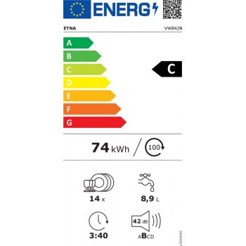 ETNA VW842N - Inbouw vaatwasser - 60 cm - Intensieve zone - Flexibele bestekkorf - Sleepscharnier