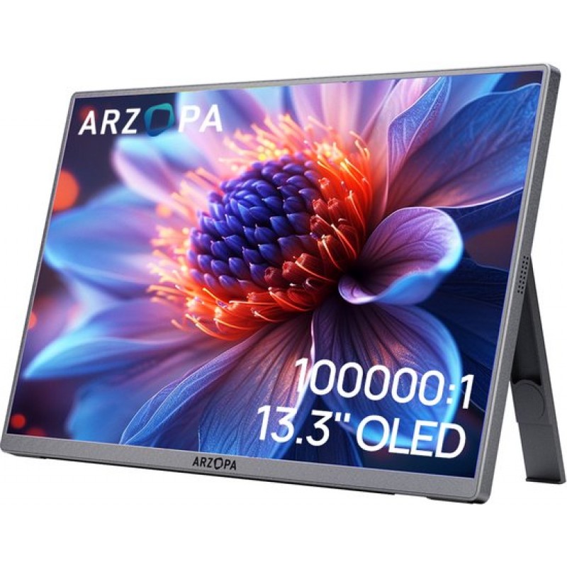 Arzopa A3C Pro - Portable Full HD OLED Monitor - Space Grey - Incl Sleeve - Hoge kleurechtheid - 1ms - 390 gram - 400 nits - 13 inch