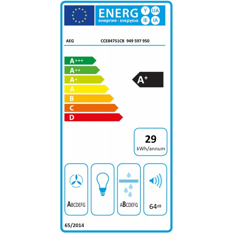 AEG CCE84751CB Zwart Ingebouwd 83 cm Inductiekookplaat zones 4 zone(s) Inbouw afzuigkap