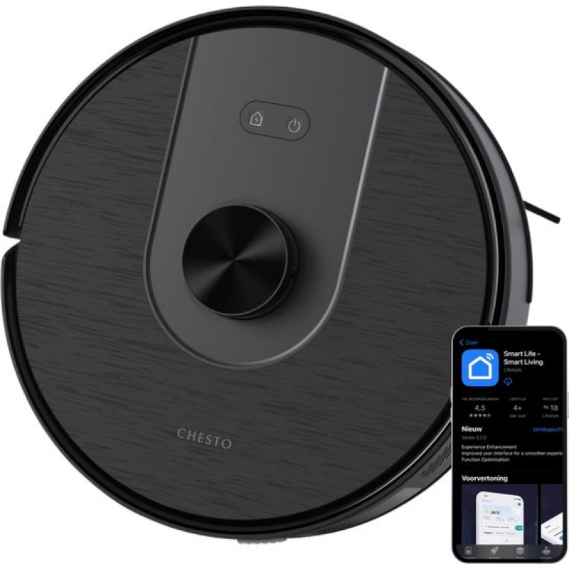 Chesto T2 Pro 3-in-1 Robotstofzuiger met Dweilfunctie – 5000 Pa - Geschikt voor Dierenharen - LDS navigatie - App-besturing