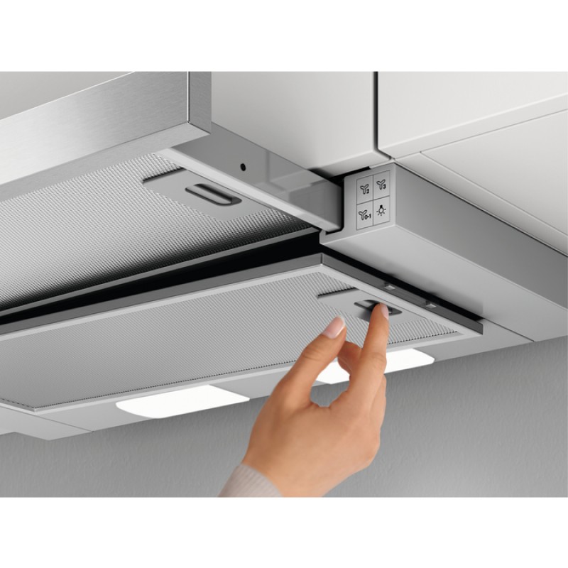 AEG DPB3622S - Semi-inbouw afzuigkap - Uittrekbaar - 330 m³/uur - Energielabel C - Grijs