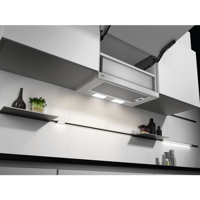 AEG DPB3622S - Semi-inbouw afzuigkap - Uittrekbaar - 330 m³/uur - Energielabel C - Grijs