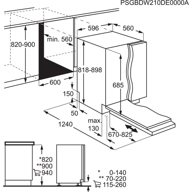 AEG FSE75607P 7000 serie - Inbouwvaatwasser - GlassCare - 13 couverts - Energielabel B