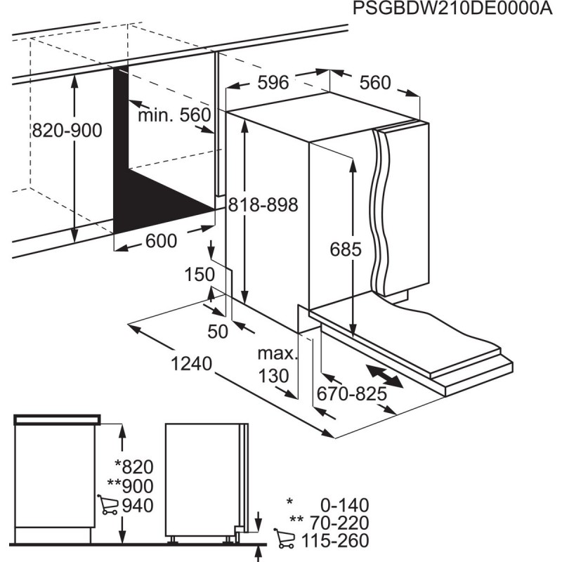 AEG FSE75737P EcoLine 7000 serie GlassCare - Inbouwvaatwasser - Energielabel B - 13 couverts