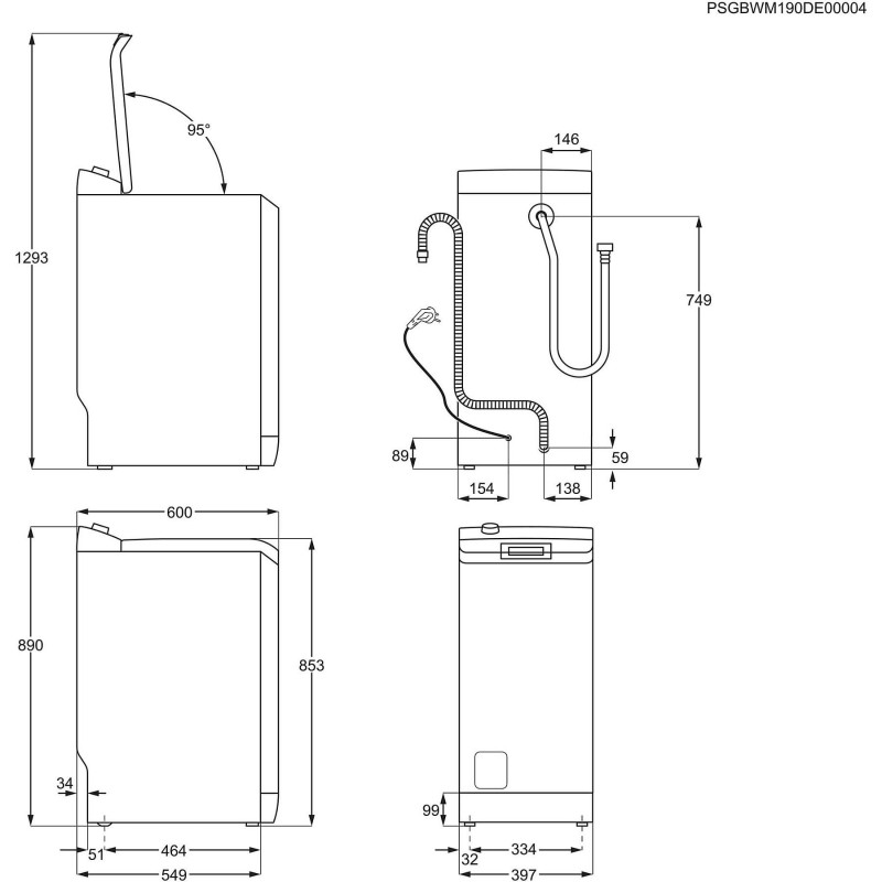 Aeg LTR6A60370 Wasmachine Bovenlader 7kg 1300t