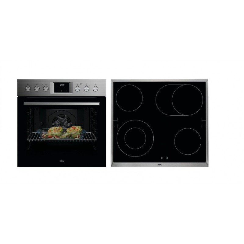 AEG OO10HSM (OU5AE20SM+HE604062XB), inbouwfornuis (kookzones met stralingsverwarming, A+, 72 l)  keramische kookplaat