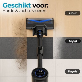Sanovy Turbo Flex X28 Steelstofzuiger Draadloos - Zonder Zak - Op Accu - 350W - 28Kpa - Met Opzetstukken - Draadloze Stofzuiger Zonder Zak