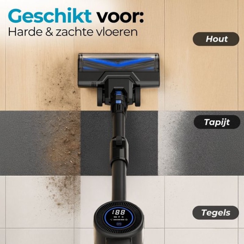 Sanovy Turbo Flex X28 Steelstofzuiger Draadloos - Zonder Zak - Op Accu - 350W - 28Kpa - Met Opzetstukken - Draadloze Stofzuiger Zonder Zak
