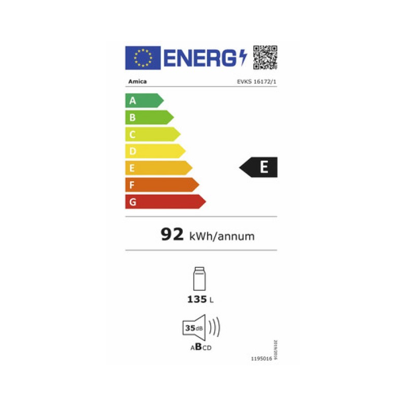 Amica EVKS 16172/1 koelkast Ingebouwd 135 l E Wit 
