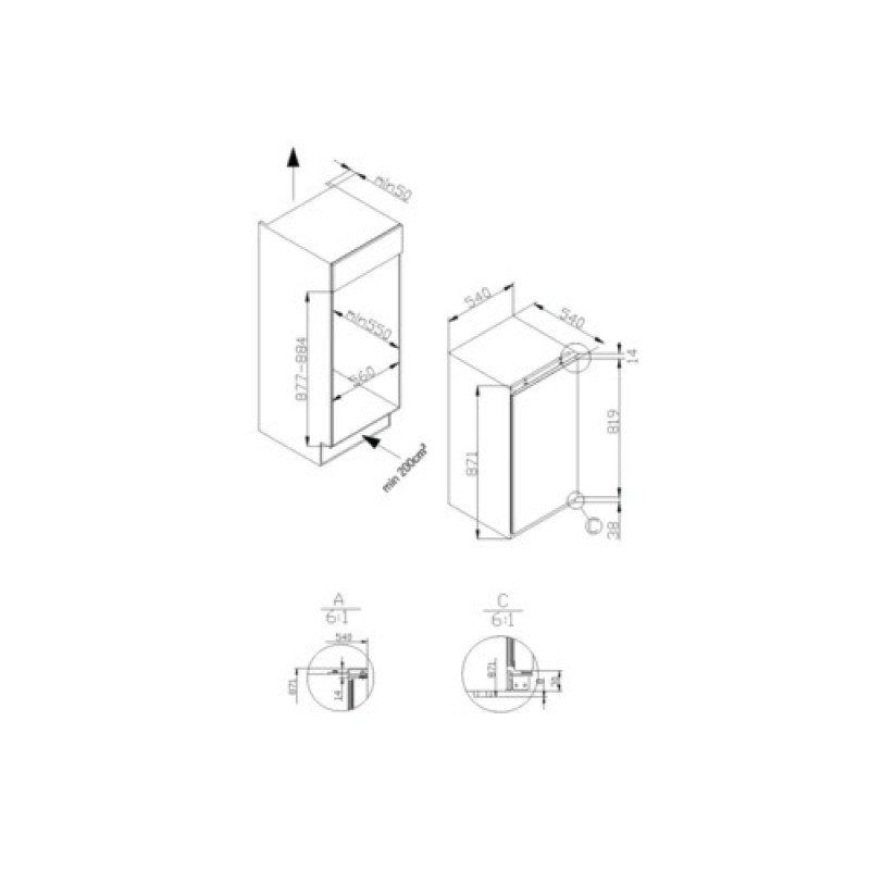 Amica EVKS 16172/1 koelkast Ingebouwd 135 l E Wit 