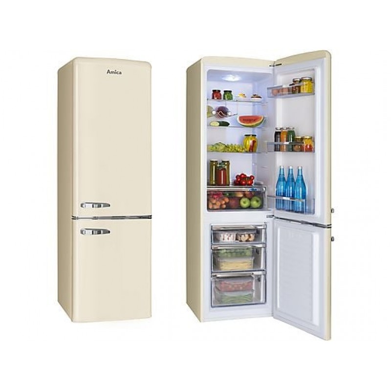 AMICA FK2965.3GAA / KGCR387100B Retro Edition Koel-vriescombinatie (E, 201,85 kWh, 1810 mm hoog, beige)