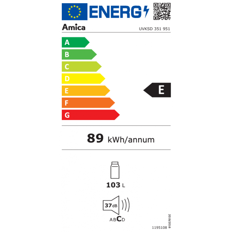Amica UVKSD351951 - Inbouw Koel-vriescombinatie - Energieklasse E