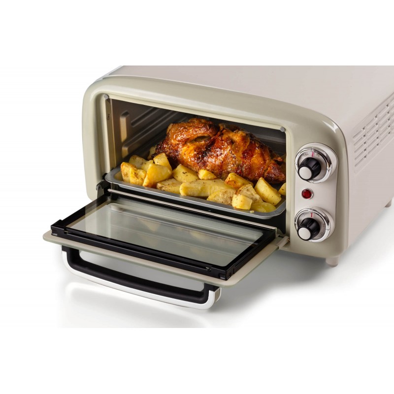 Ariete 3919/03 - Vintage - mini oven - camping oven - 10 liter - timer - instelbare temperatuur van 80 tot 230°C - Beige