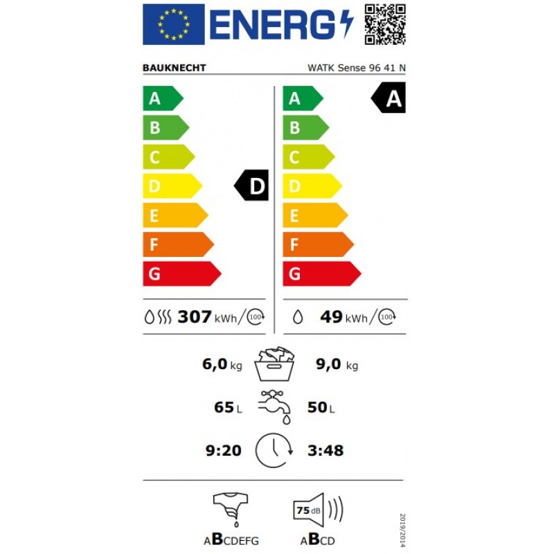 Bauknecht WATK Sense 96 41 N - wasdroogcombinatie - Nieuw in doos -   Duits display - 9 kg - Steam 