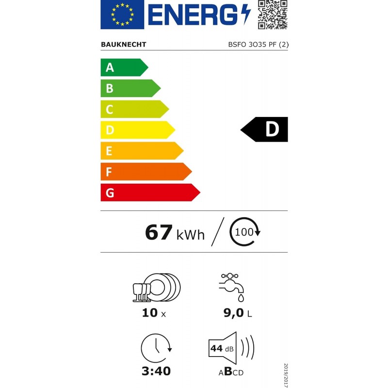 Bauknecht BSFO 3O35 PF - Nieuw in doos - Vrijstaande Smalle Vaatwasser - 45 cm - 10 Couverts - 45 dB - Energieklasse D