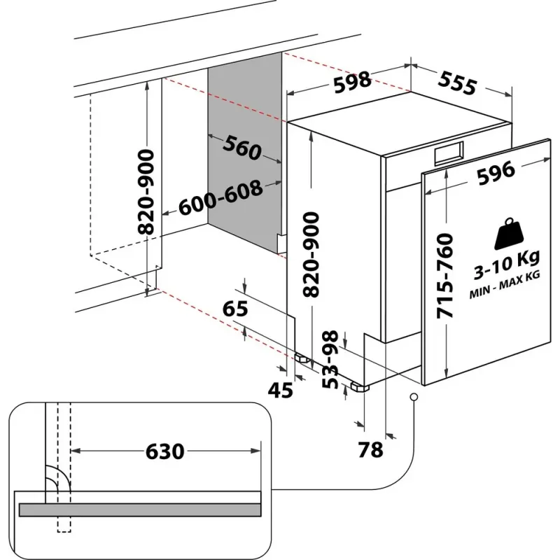 Bauknecht BKSV1IBM - Inbouw Vaatwasser - 82 cm hoog - 15 Couverts - Besteklade - 41 dB - Nieuw in doos - Duits display 