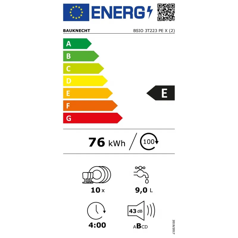 BAUKNECHT BSIO 3T223 PE X - volledig geïntegreerde vaatwasser - 45CM - Nieuw in doos 
