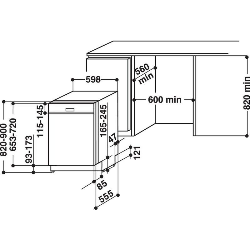 BAUKNECHT IBBO 3C26 X Vaatwasser (half-geïntegreerd (bestekmand, 598 mm breed, 46 dB (A), E))