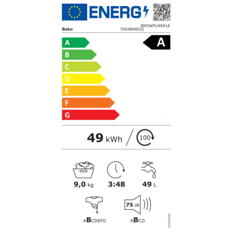 Beko Bm3wfu4941a – Nieuw in doos - Duits display -  Wasmachine 9 Kg – 1400 Tpm – Steamcure & Prosmart