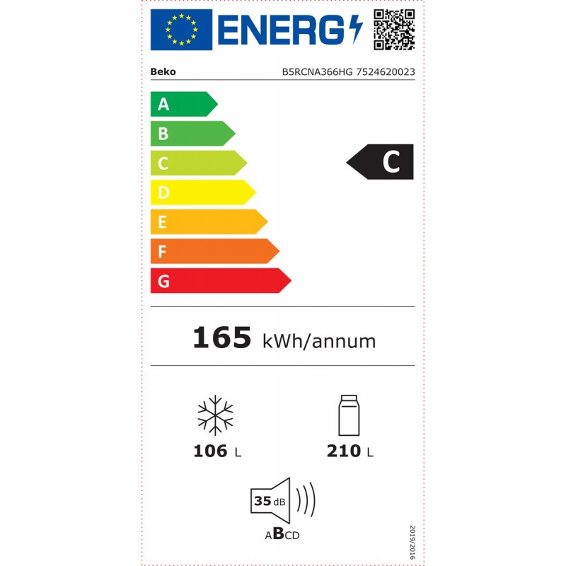 Beko B5RCNA366HG Vrijstaand 316 l Grijs