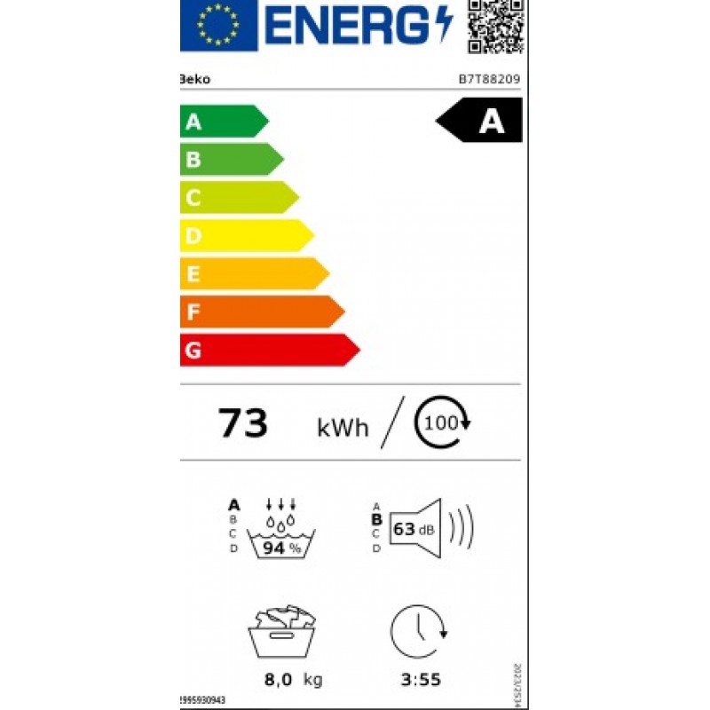 Beko B7T88209 - Warmtepompdroger -  A label - 8 kg