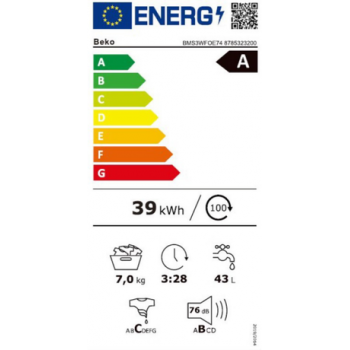Beko BMS3WFOE74 - Nieuw in doos - Duits display -  Wasmachine - 7 kg - Label A