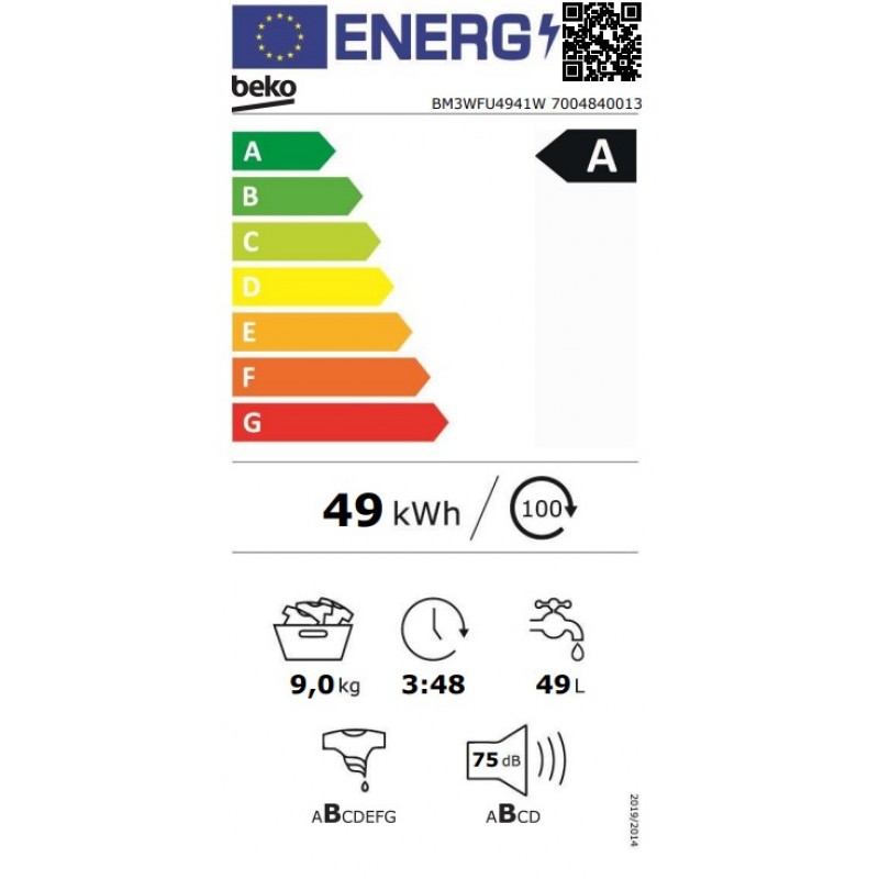 Beko Bm3wfu4941w Wasmachine 9kg 1400t