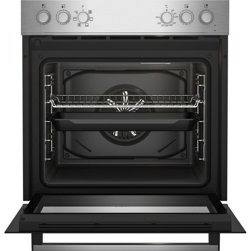 Beko BBUE12020X inbouw oven en kookplaat set: Glaskeramische kookplaat met roestvrijstalen frame