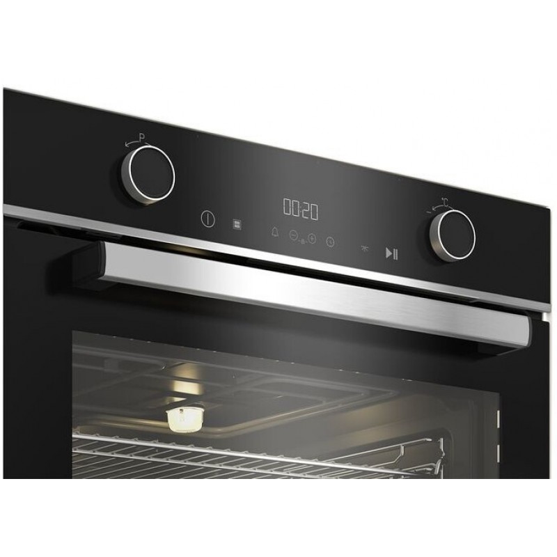 Beko BBVM13400XDS Inbouwoven, 59,4 cm breed, 72 liter, SteamShine, soft-close deur, grillfunctie, gescheiden kookgedeelte, zwart