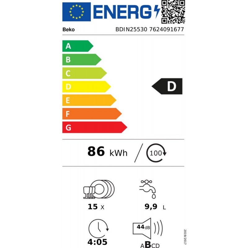 Beko BDIN25530 Volledig ingebouwd 15 couverts