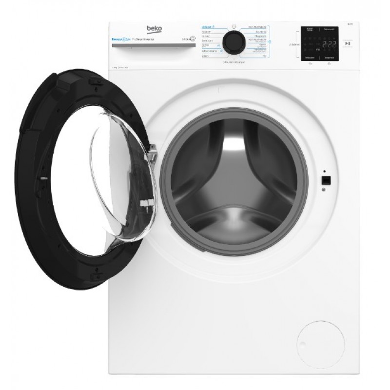 Beko BM3WFU3841X vrijstaande wasmachine, volautomatische wasmachine, 8 kg, centrifuge keuze 1400 omw/min, stoomfunctie, hygiëne+ geschikt voor mensen met allergieën, koudewash-water- en tijdbesparing