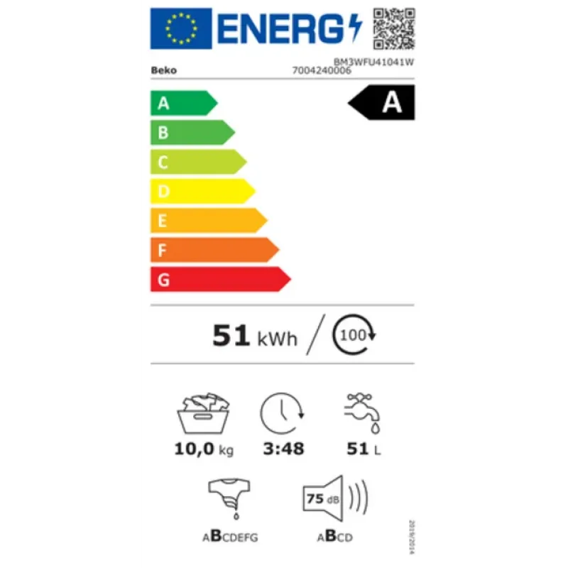 Beko Bm3wfu41041a –  Nieuw in Doos - Duits display - Wasmachine 10 Kg – 1400 Tpm – Stoomfunctie