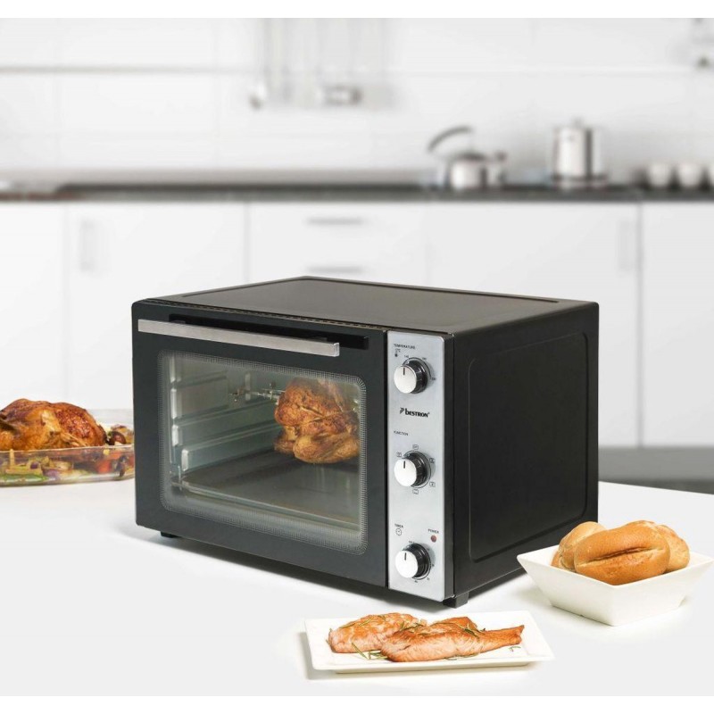 Bestron Vrijstaande oven AOV55 - Bakoven 2000W - 55L - Draaispit - RVS/Zwart