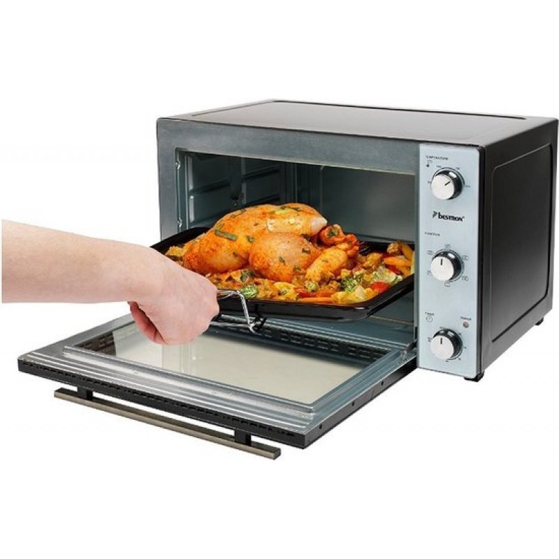 Bestron Vrijstaande oven AOV55 - Bakoven 2000W - 55L - Draaispit - RVS/Zwart