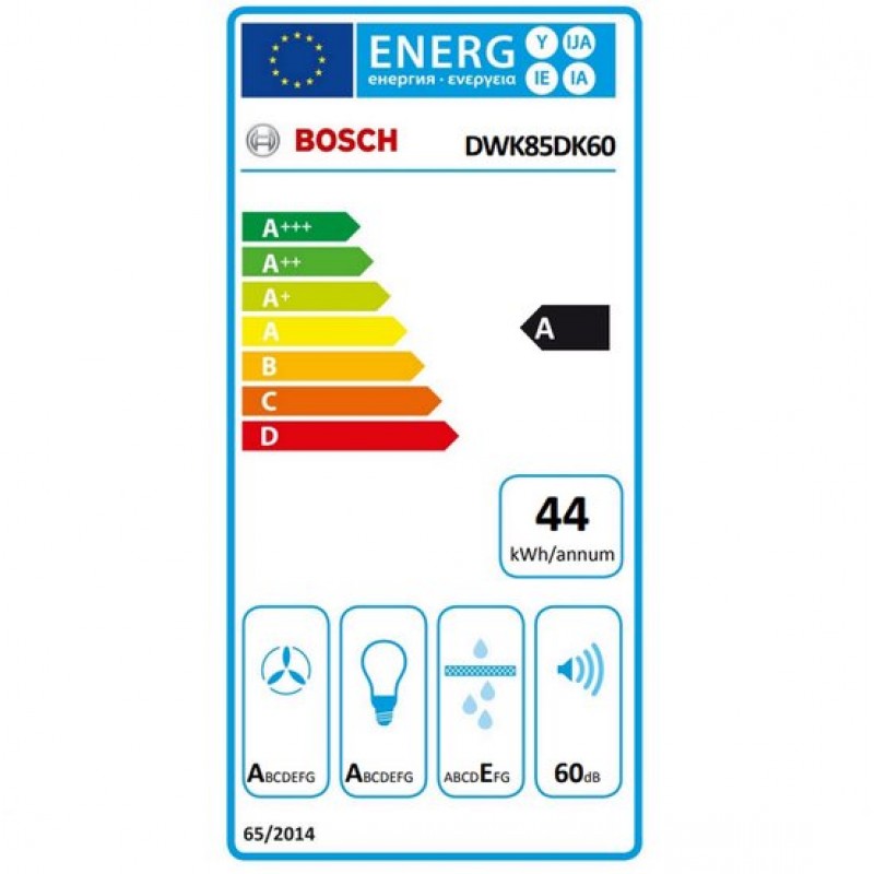Bosch DWK85DK60 - Serie 2 - Afzuigkap - Wandshouwkap - 80 cm - Motor met laag geluidsniveau - Ledverlichting - Zwart