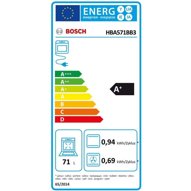 Bosch - HBA571BB3 - Serie 4 - Inbouwoven - Eenvoudig te reinigen met pyrolytische zelfreiniging - Air Fry-functie: voor perfect en gezonde gefrituurde gerechten - Zwart - Energielabel A