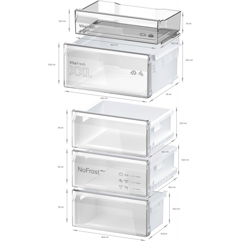 Bosch KGN362LAF - Serie 4 -Koel-vriescombinatie - Metaal look - Energielabel A - Total No Frost: nooit meer je vriezer ontdooien en geen condens in je koelkast - Led verlichting - Perfect Fit: zet je koelkast strak tegen de wand of in een nis