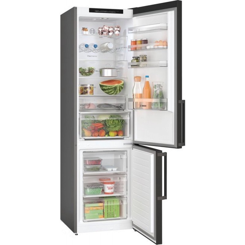 Bosch KGN39VXBT - Serie 4 - Vrijstaande koel-vriescombinatie - Zwart - Total No Frost; Nooit meer ontdooien - VitaFresh - Energielabel B - VitaFresh XXL 0°C: houd etenswaren langer vers met extra ruime vershoudlades