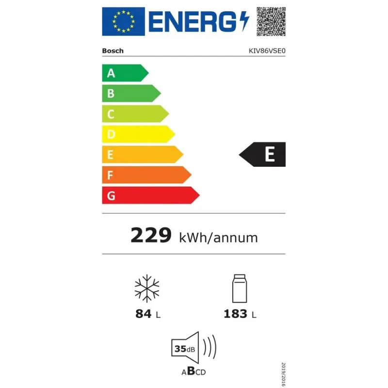 Bosch KIV86VSE2 koel vries combi koelkast 267 liter met 3 vaks vriesvak 177.5cm Vitafresh lowfrost