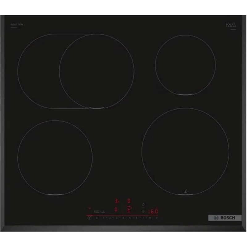 Bosch PIF651HC1E Serie 6 Inductiekookplaat - 60 cm - 4 Zones inclusief Braadzone (28 cm) - DirectSelect - PowerBoost - Home Connect - Zwart Glas