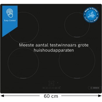 Bosch PUE611BB5D - Serie 4 - Inbouw Inductiekookplaat - 60 cm - Power Boost: tot wel 35% meer vermogen - Touch Select: selecteer makkelijk je gewenste kookzone en vermogensstand