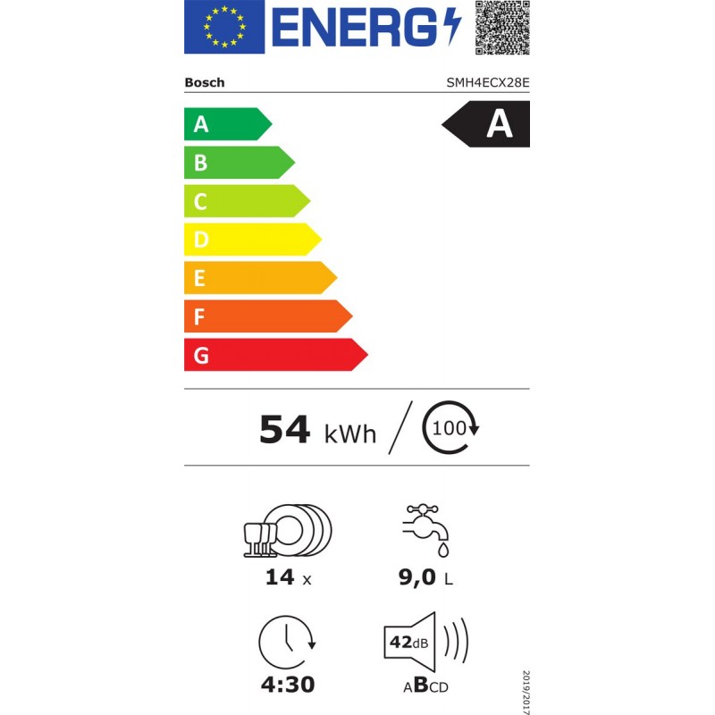 Bosch SMH4ECX28E - Serie 4 - Inbouwvaatwasser - 60 cm - 14 couverts - Energielabel A - Home Connect