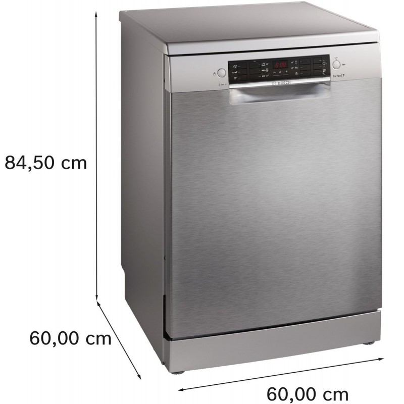 Bosch SMS26AI01F - Serie 2 - Vaatwasser - Vrijstaande vaatwasser - 60 cm - Geborsteld staal -Extra Droog: optie voor extra grondige droogresultaten